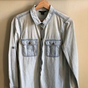 J. Crew Light Wash Denim Long Sleeve Dress
